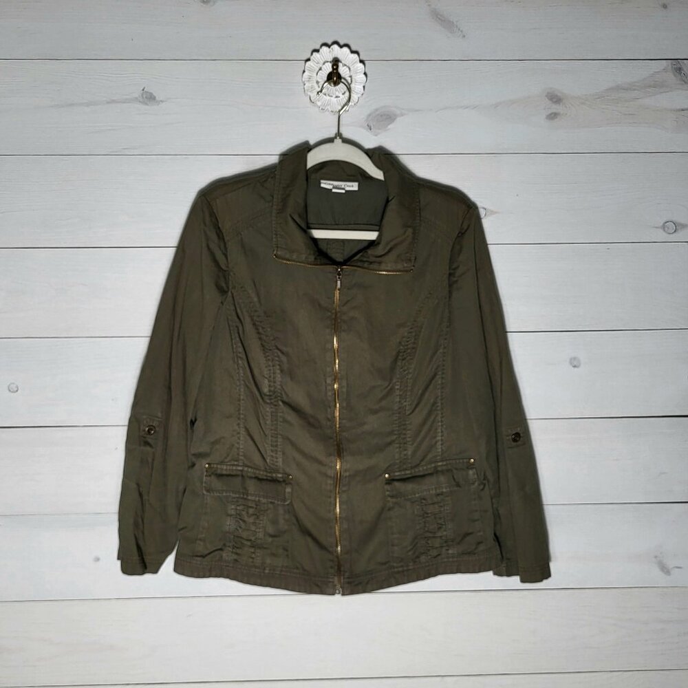 Women's Jacket Military Green Utility 100% Cotton Gorpcore.